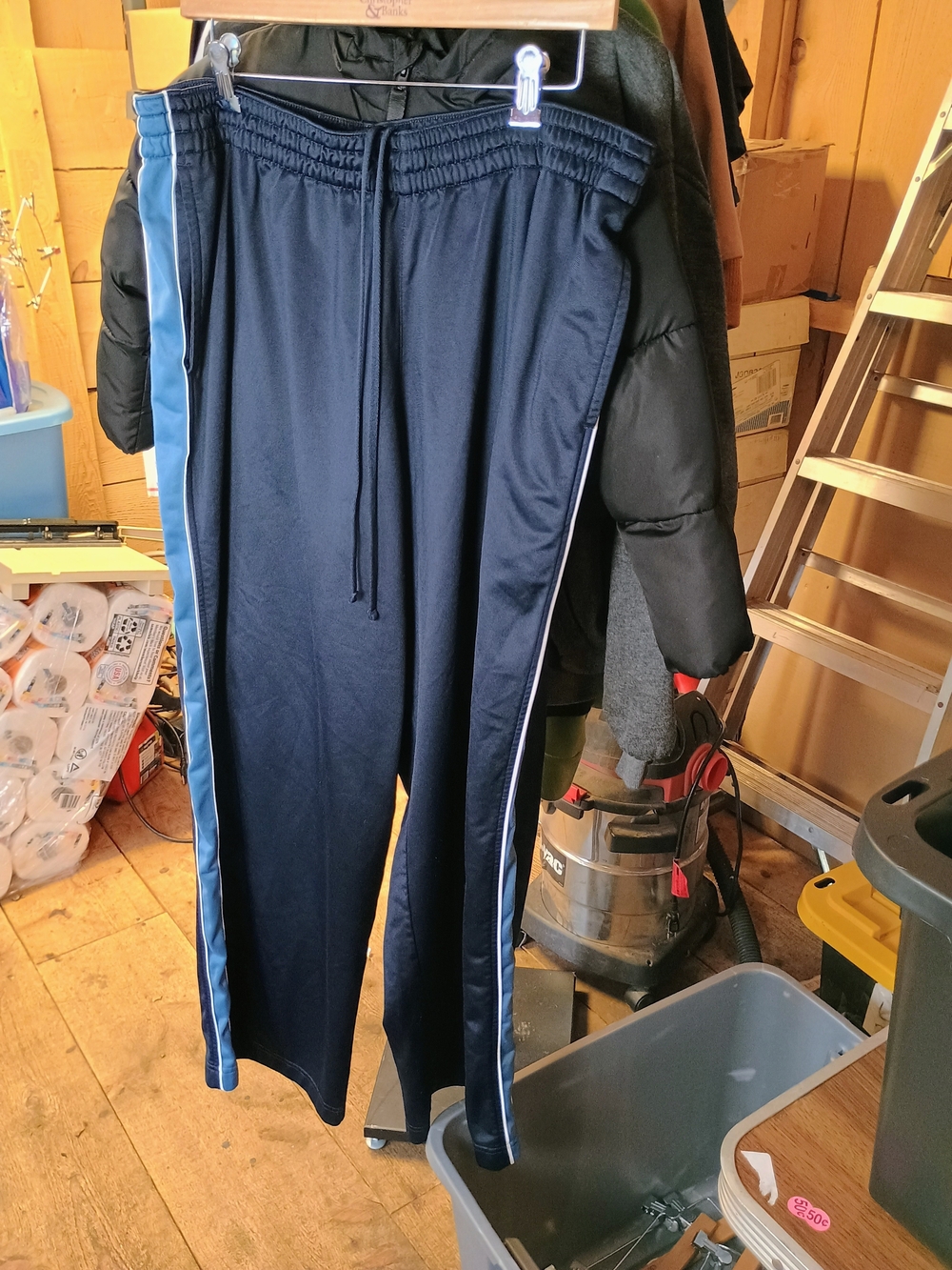 Men's Navy Blue Track Pants with Side Stripe Bin 32